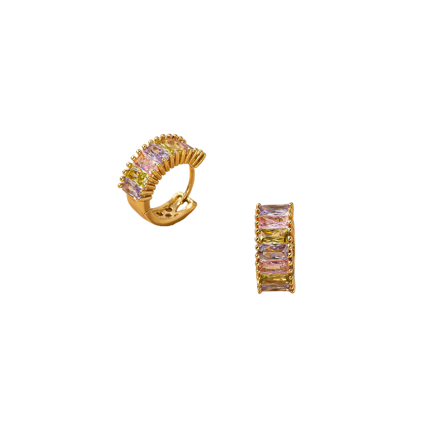 Multicolor Gold Huggie Hoops